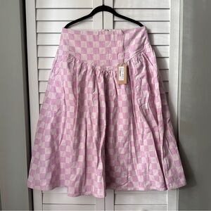 Gorman Pink lavender Checkers Skirt nwt 12 14